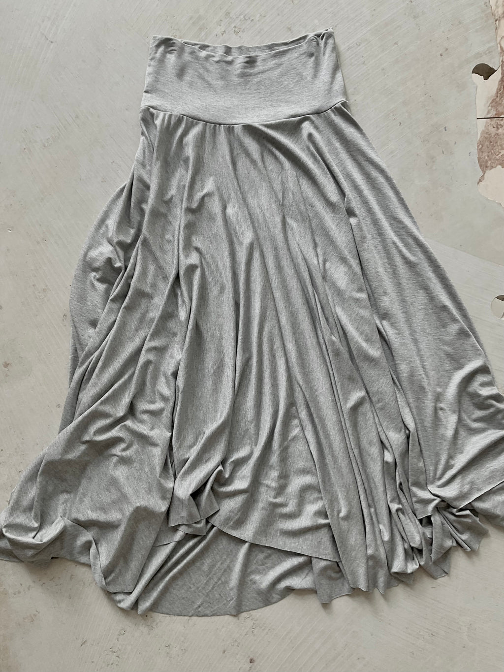 Cora Asymmetrical Viscose Midi Skirt – light grey