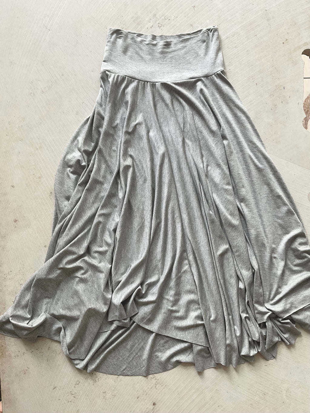 Cora Asymmetrical Viscose Midi Skirt – light grey
