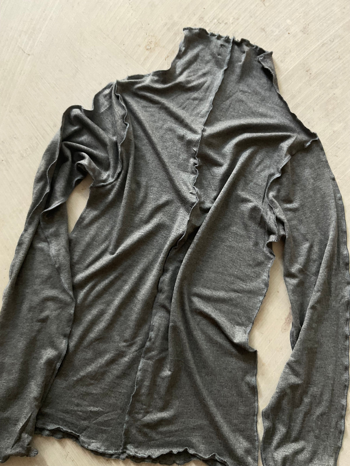 Sia Grey Viscose Turtleneck Long Sleeve Top