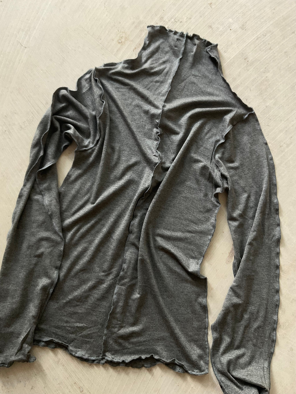 Sia Grey Viscose Turtleneck Long Sleeve Top