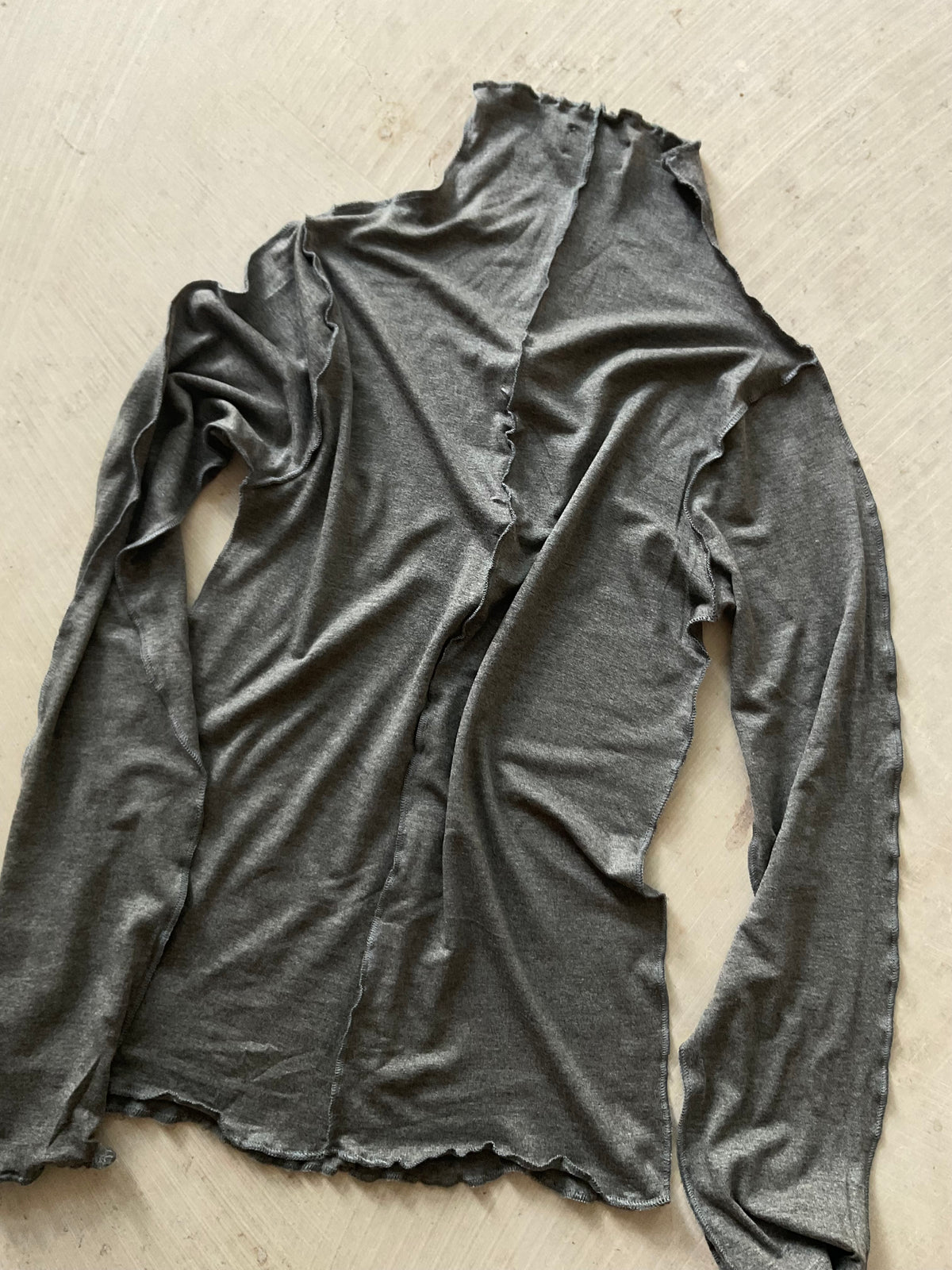 Sia Grey Viscose Turtleneck Long Sleeve Top