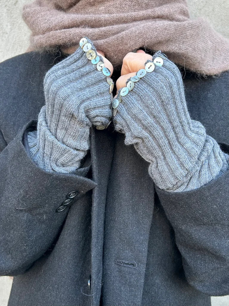Merino Wool Hand Warmers with Mother-of-Pearl Buttons