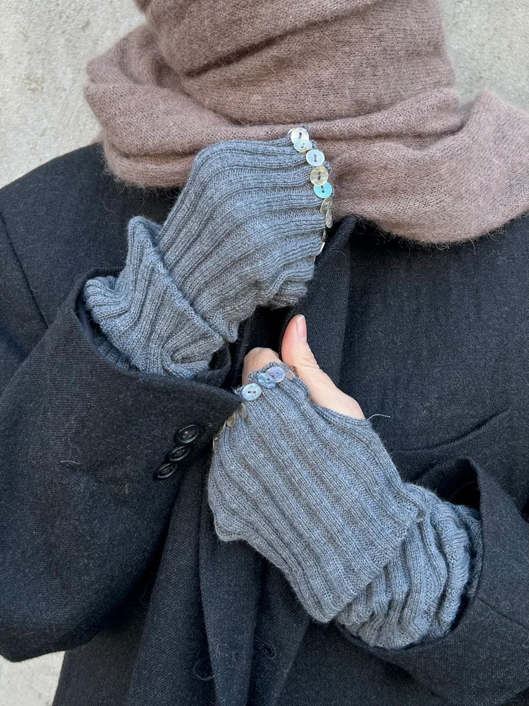 Merino Wool Hand Warmers with Mother-of-Pearl Buttons