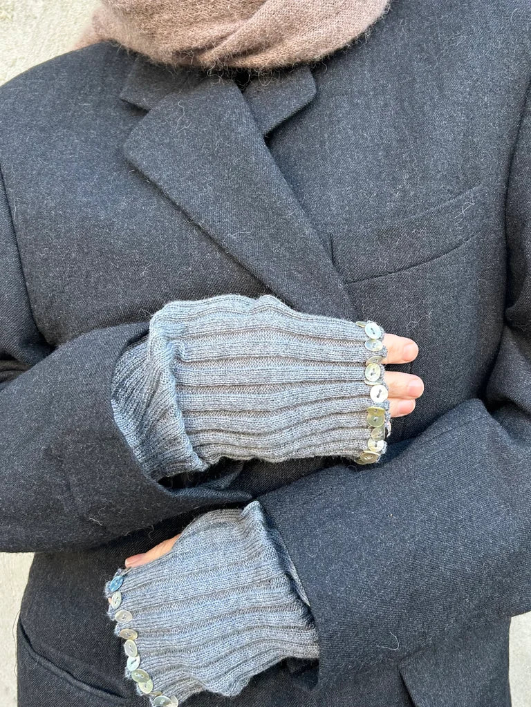 Merino Wool Hand Warmers with Mother-of-Pearl Buttons