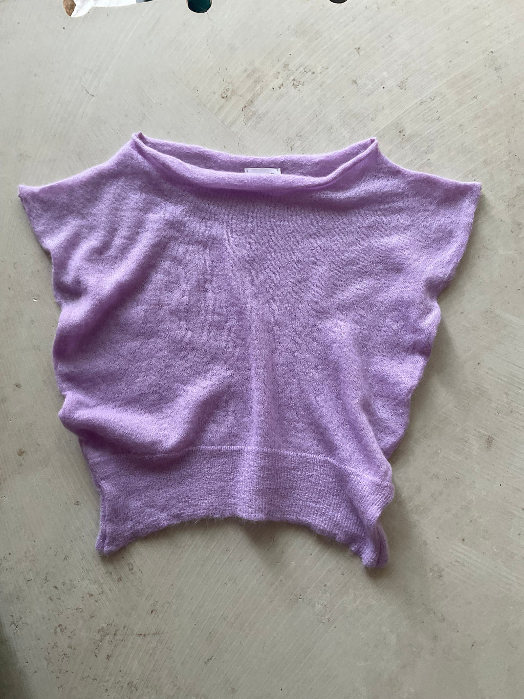 Luna — Baby Alpaca Suri Sleeveless Knit Top Jade Green -Lilac