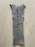 Merino Rib Top with Pearl Button boat neck Grey