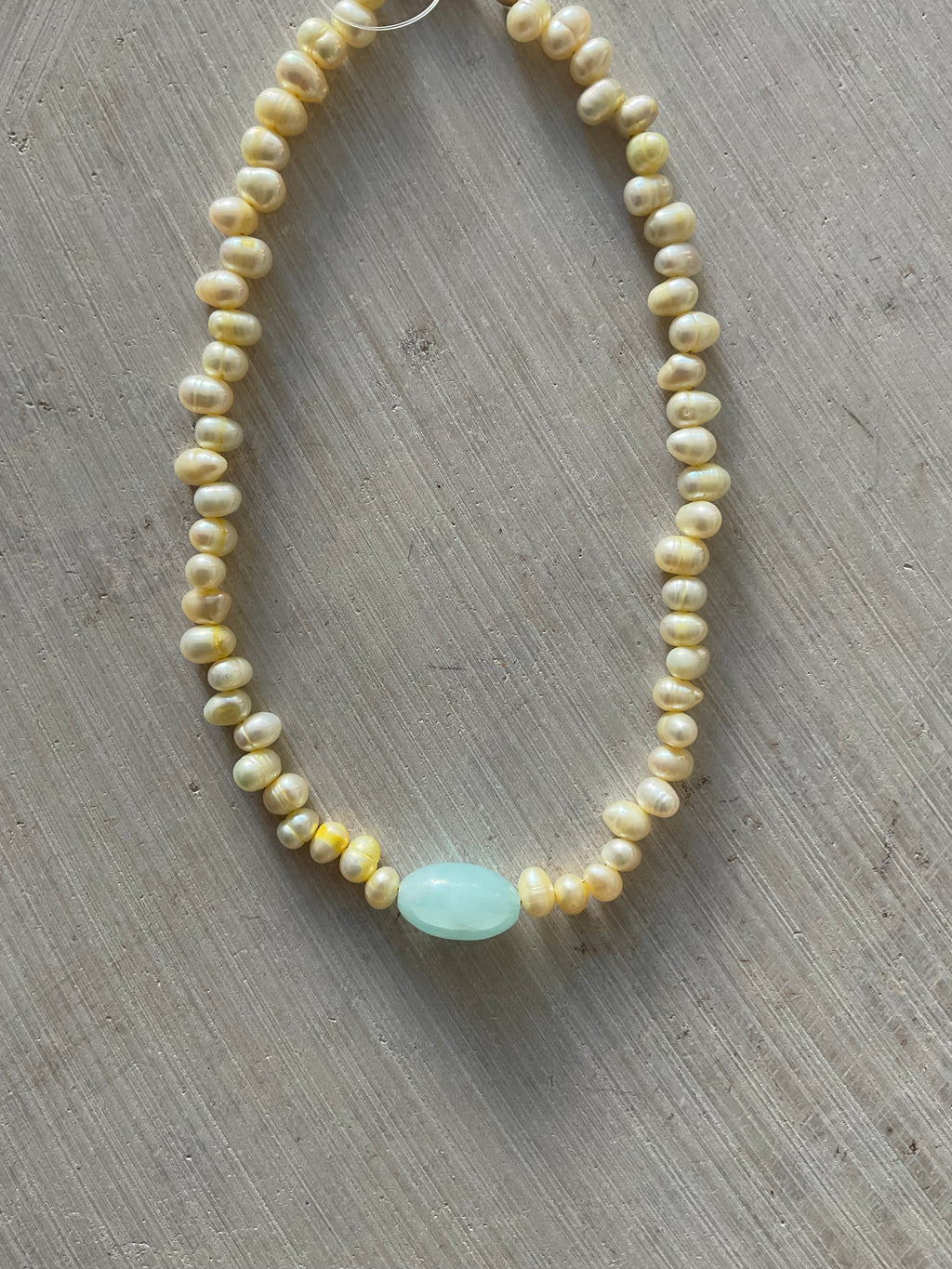 Freshwater Pearl & blue glass bead Necklace – One of a Kind