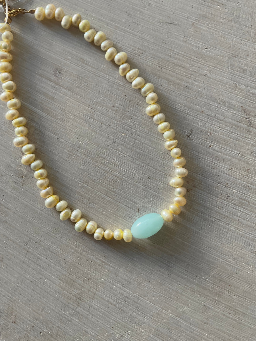 Freshwater Pearl & blue glass bead Necklace – One of a Kind