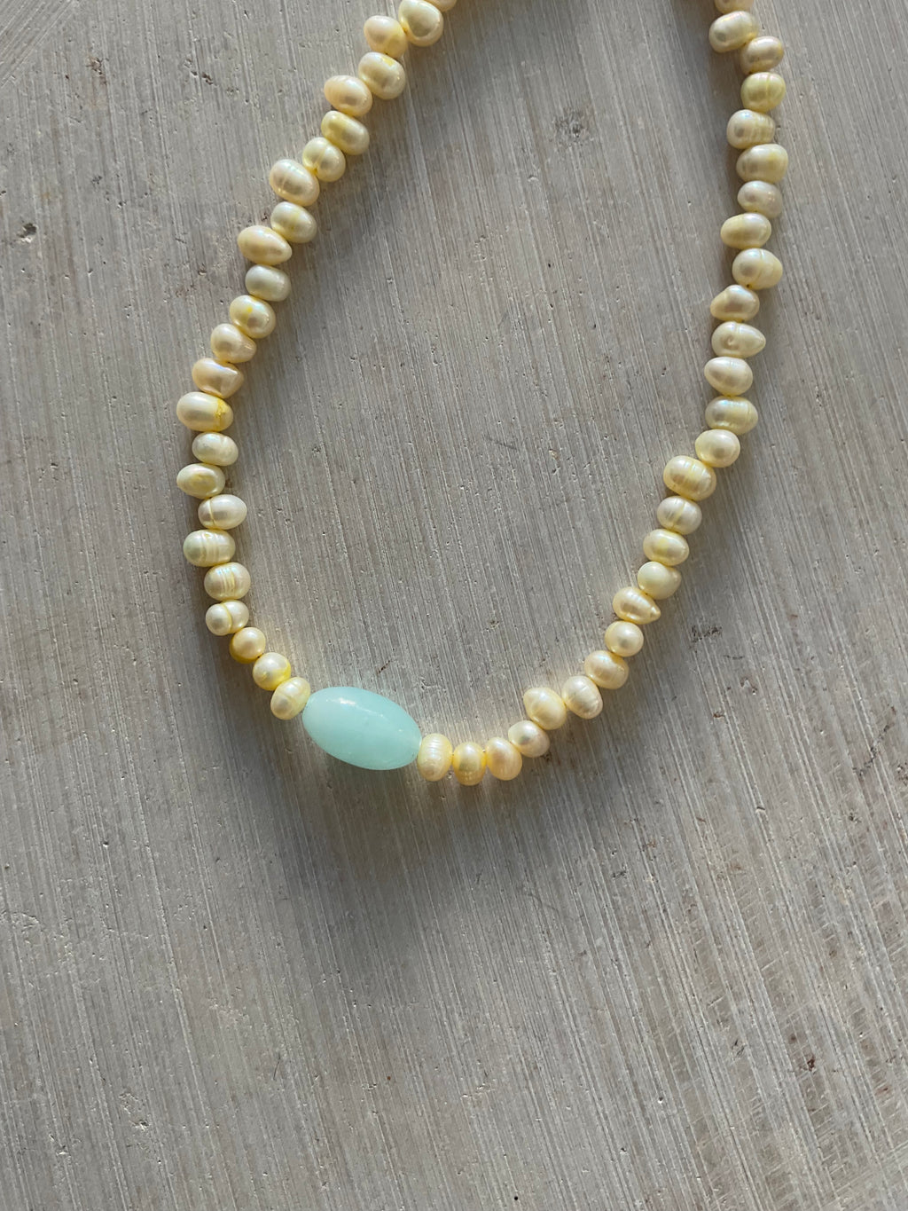 Freshwater Pearl & blue glass bead Necklace – One of a Kind