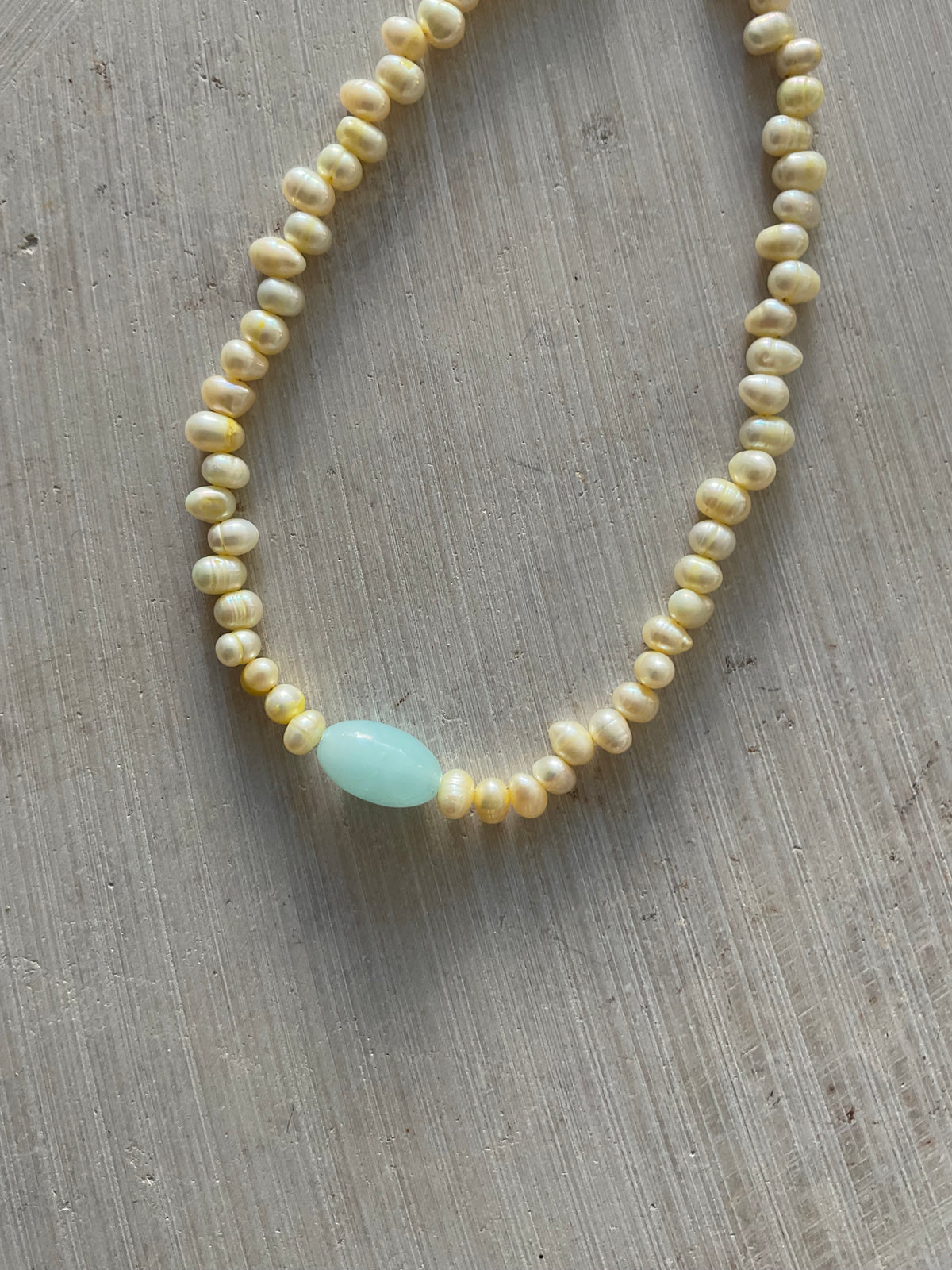 Freshwater Pearl & blue glass bead Necklace – One of a Kind