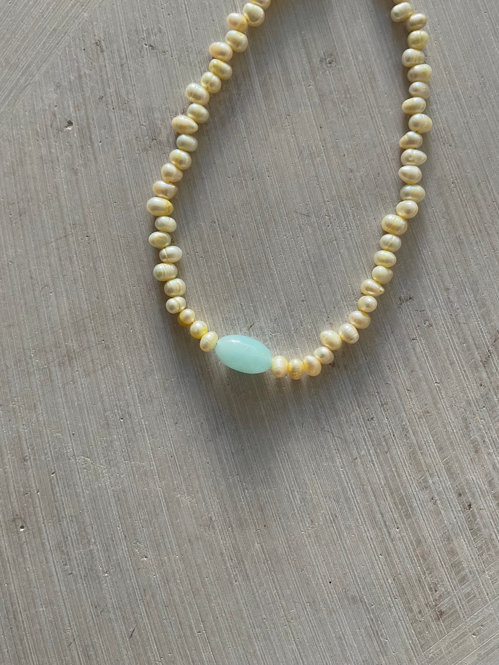 Freshwater Pearl & blue glass bead Necklace – One of a Kind