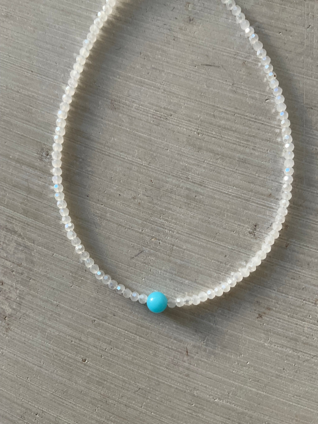 Faceted Glass Bead Necklace with Blue Centre Bead