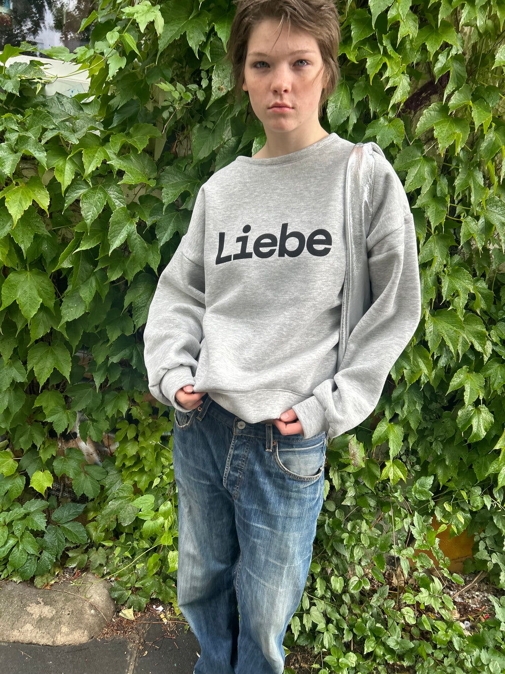 Liebe sweatshirt Pullover grey