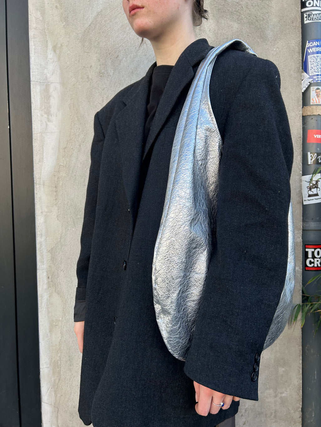 Silver Leather Hobo