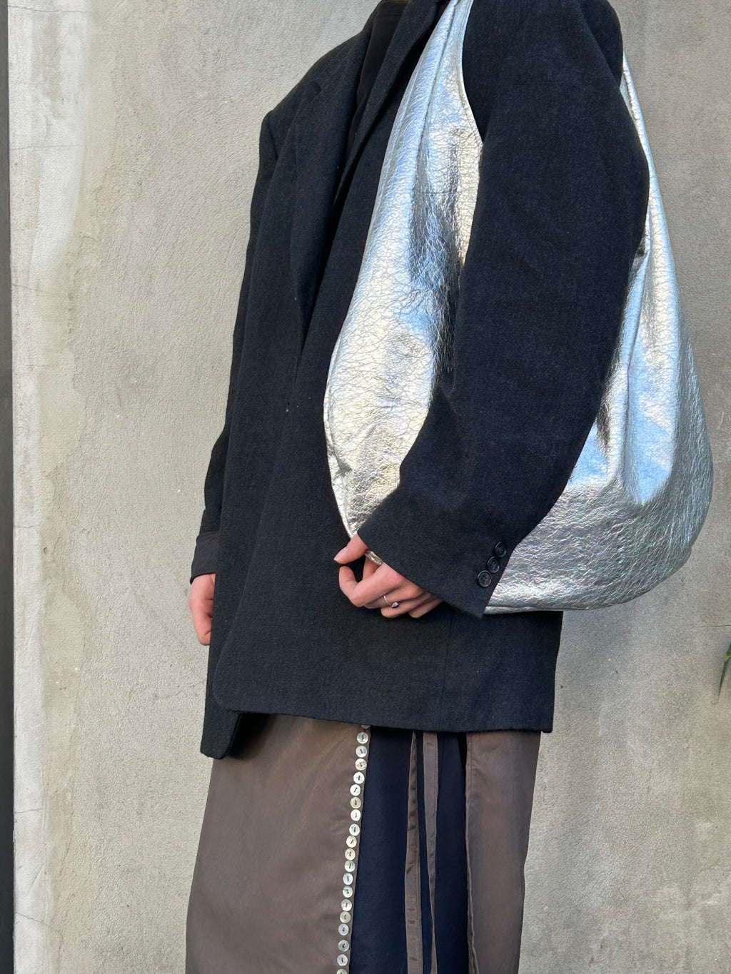 Silver Leather Hobo