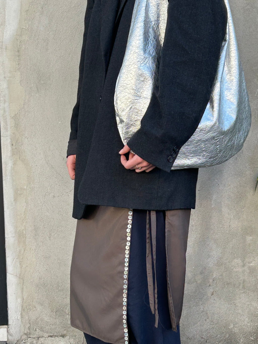 Silver Leather Hobo