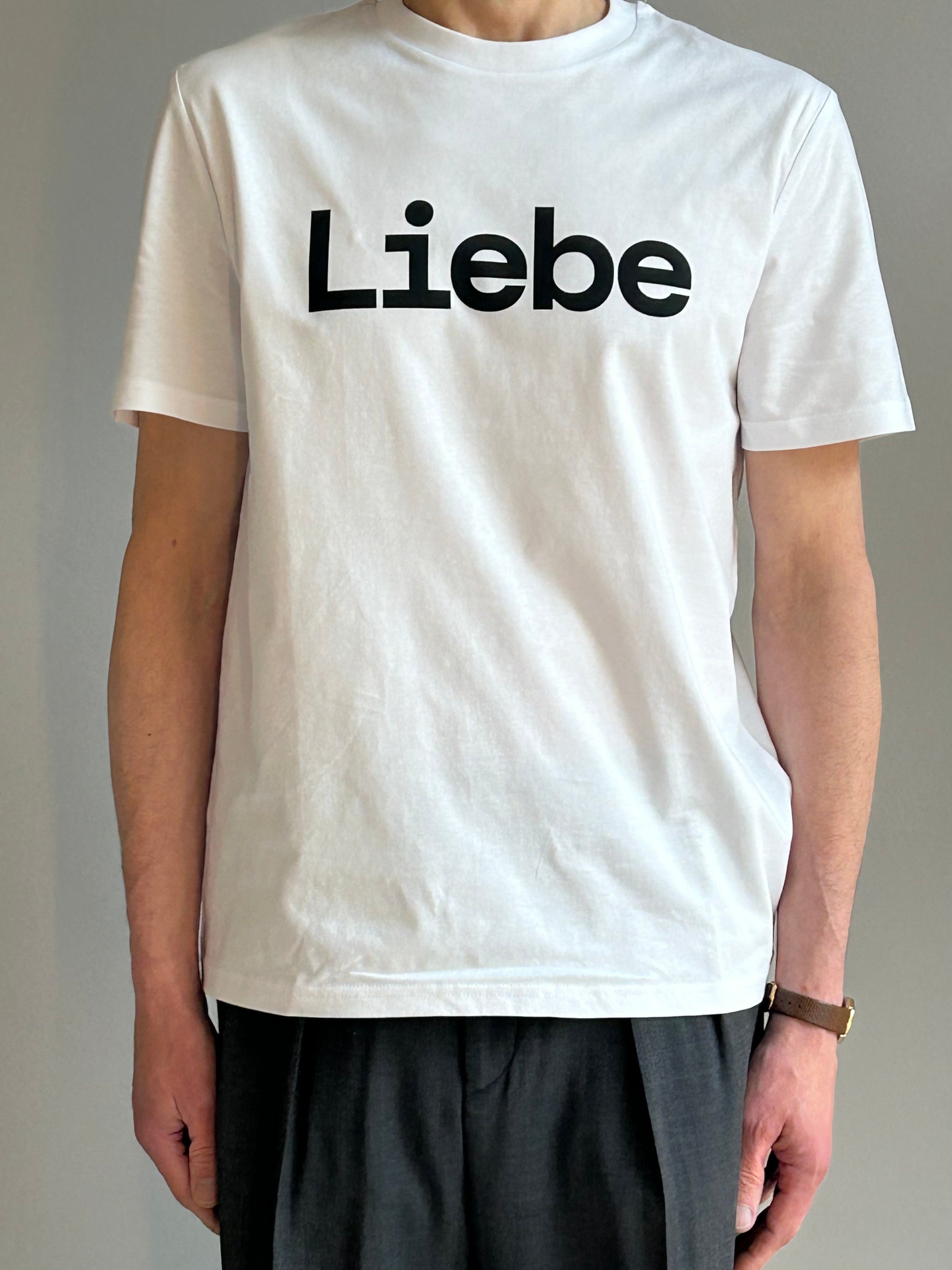 AEM  tshirt LIEBE white with black letters