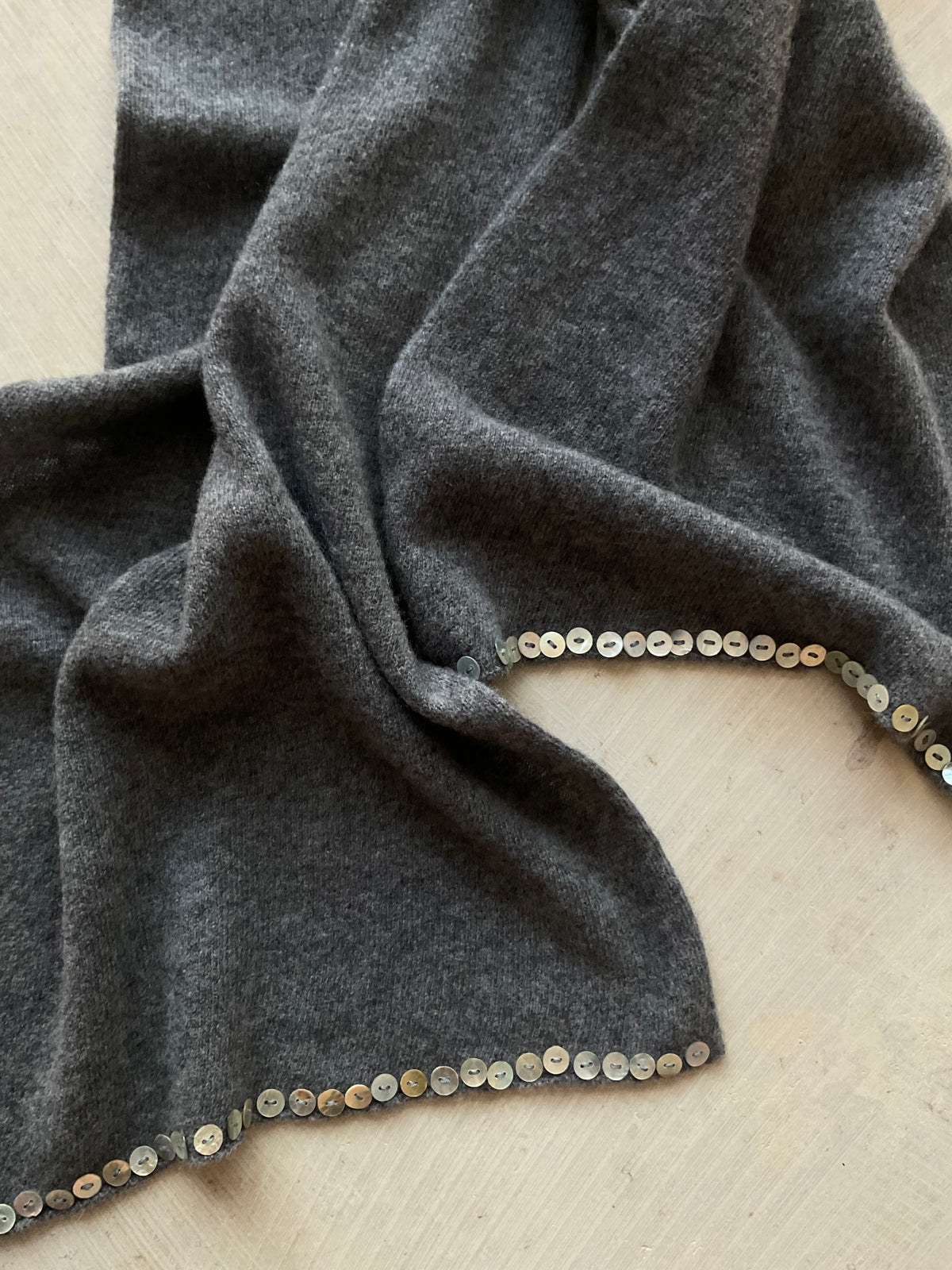 Merino Scarf with Mother-of-Pearl Buttons – Pre-Order GREY