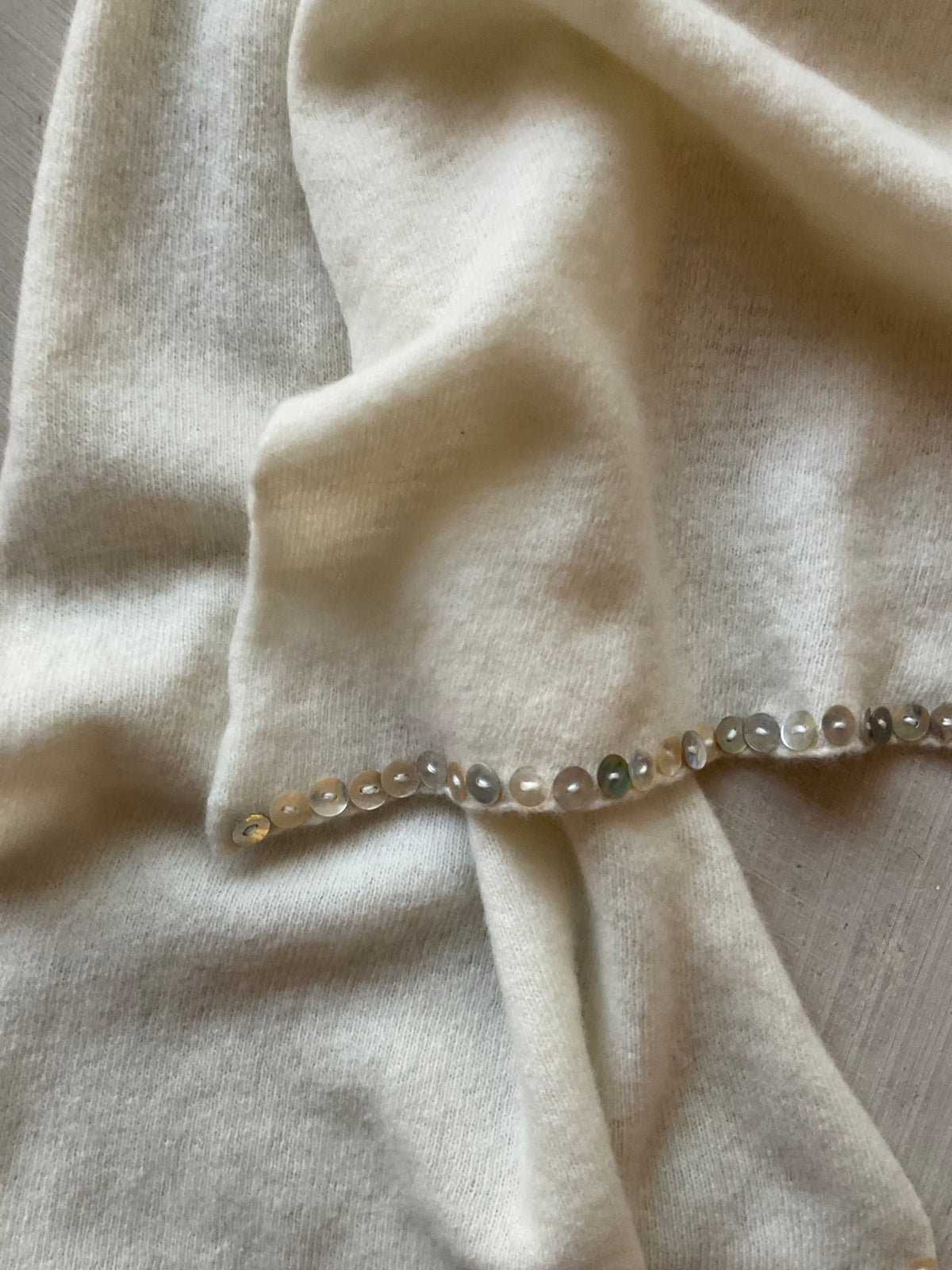 Merino Scarf with Mother-of-Pearl Buttons – Pre-Order WHITE