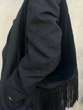 Moonlight Hobo Bag — black velvet fringe