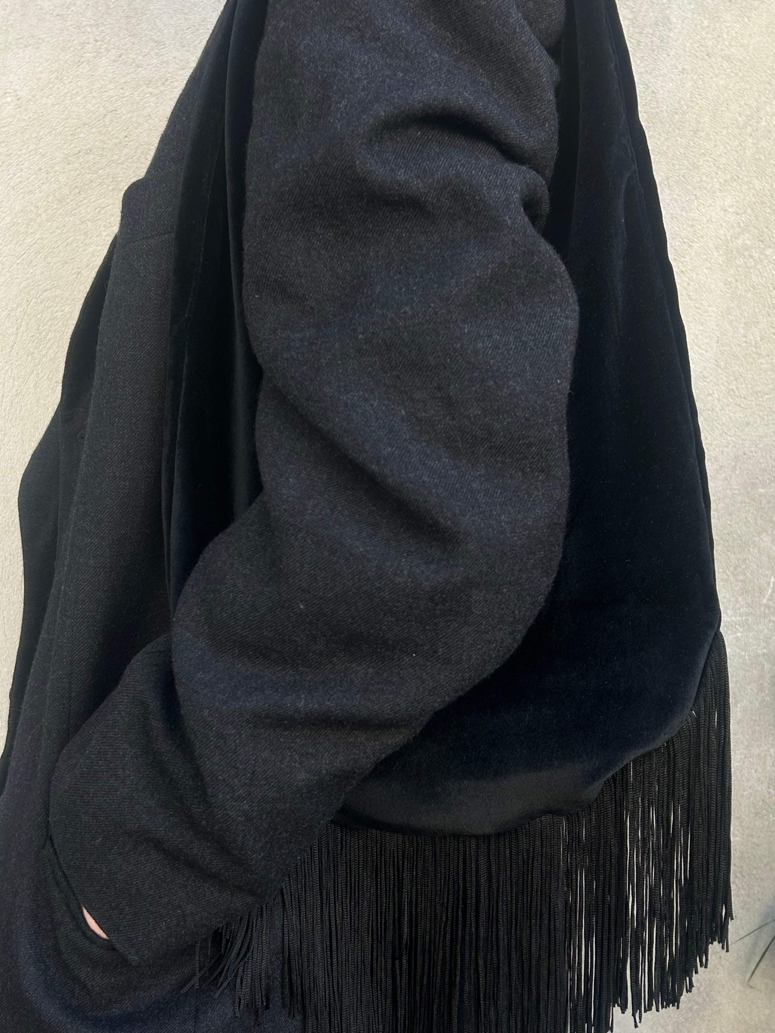 Moonlight Hobo Bag — black velvet fringe