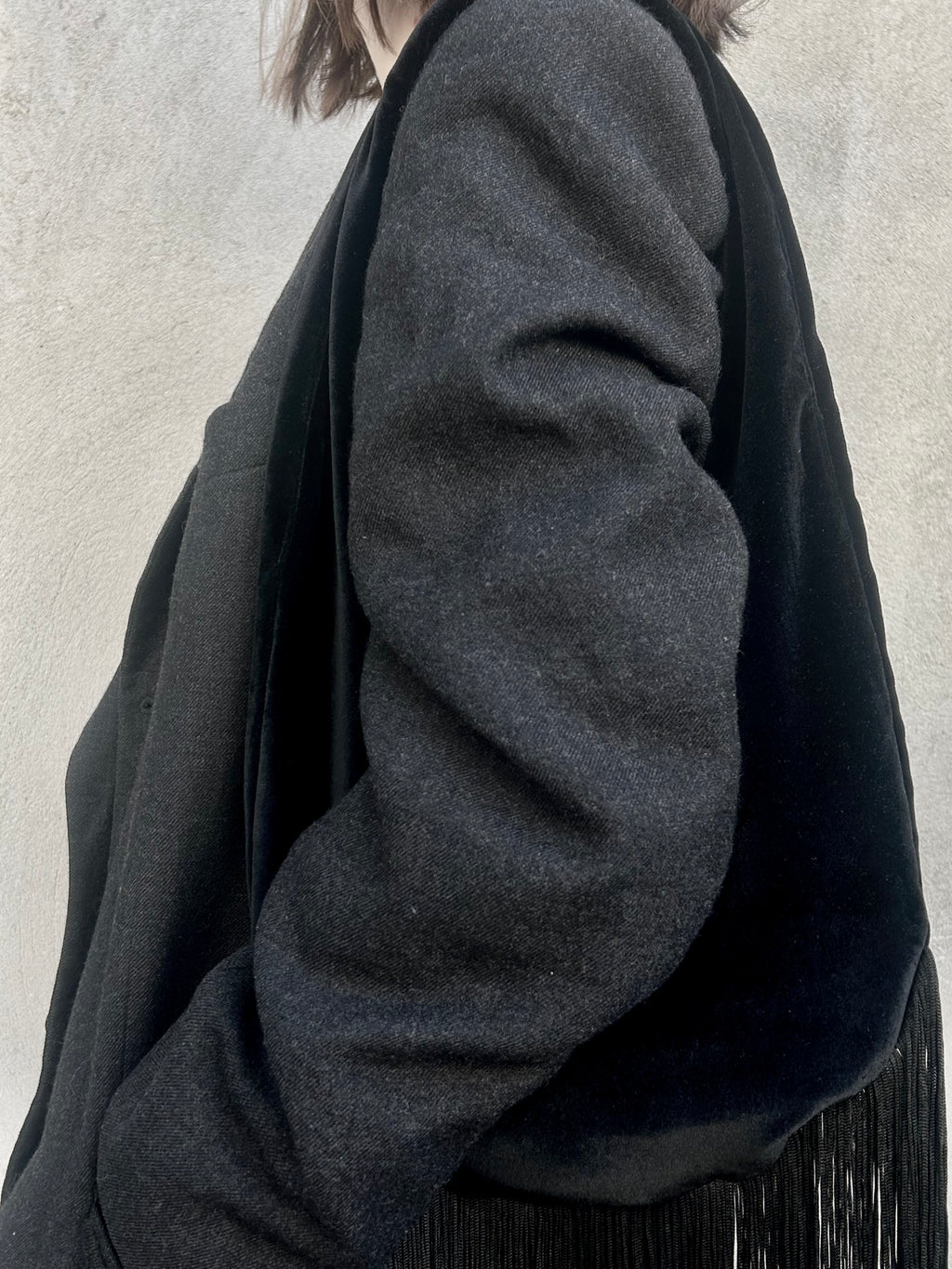 Moonlight Hobo Bag — black velvet fringe