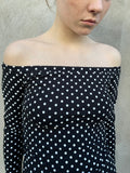 Uma Top — Off-Shoulder black with dots