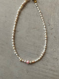 Freshwater Pearl & blue glass bead Necklace – One of a Kind no 08