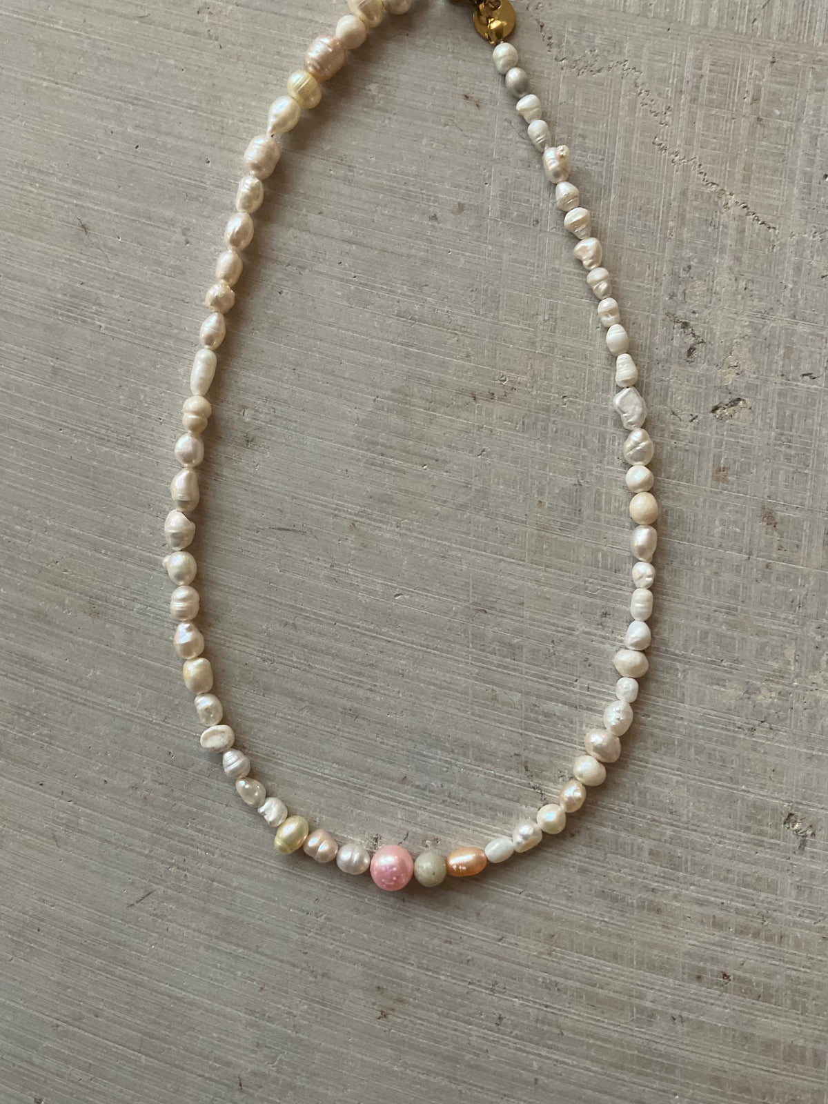 Freshwater Pearl & blue glass bead Necklace – One of a Kind no 08
