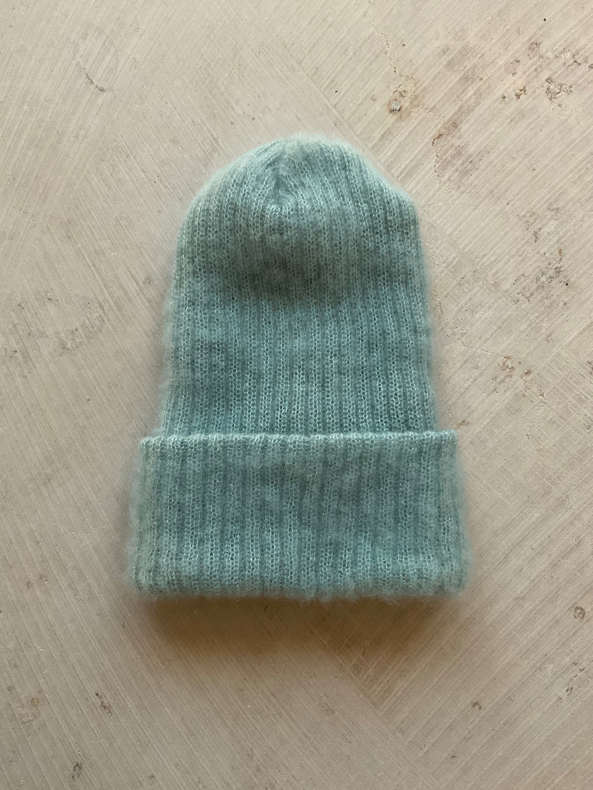 Kid Mohair Blend Beanie – Double Layer sage