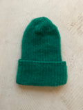 Kid Mohair Blend Beanie – Double Layer emerald green