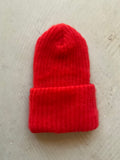 Kid Mohair Blend Beanie – Double Layer Red Shimmer