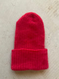 Kid Mohair Blend Beanie – Double Layer Cherry