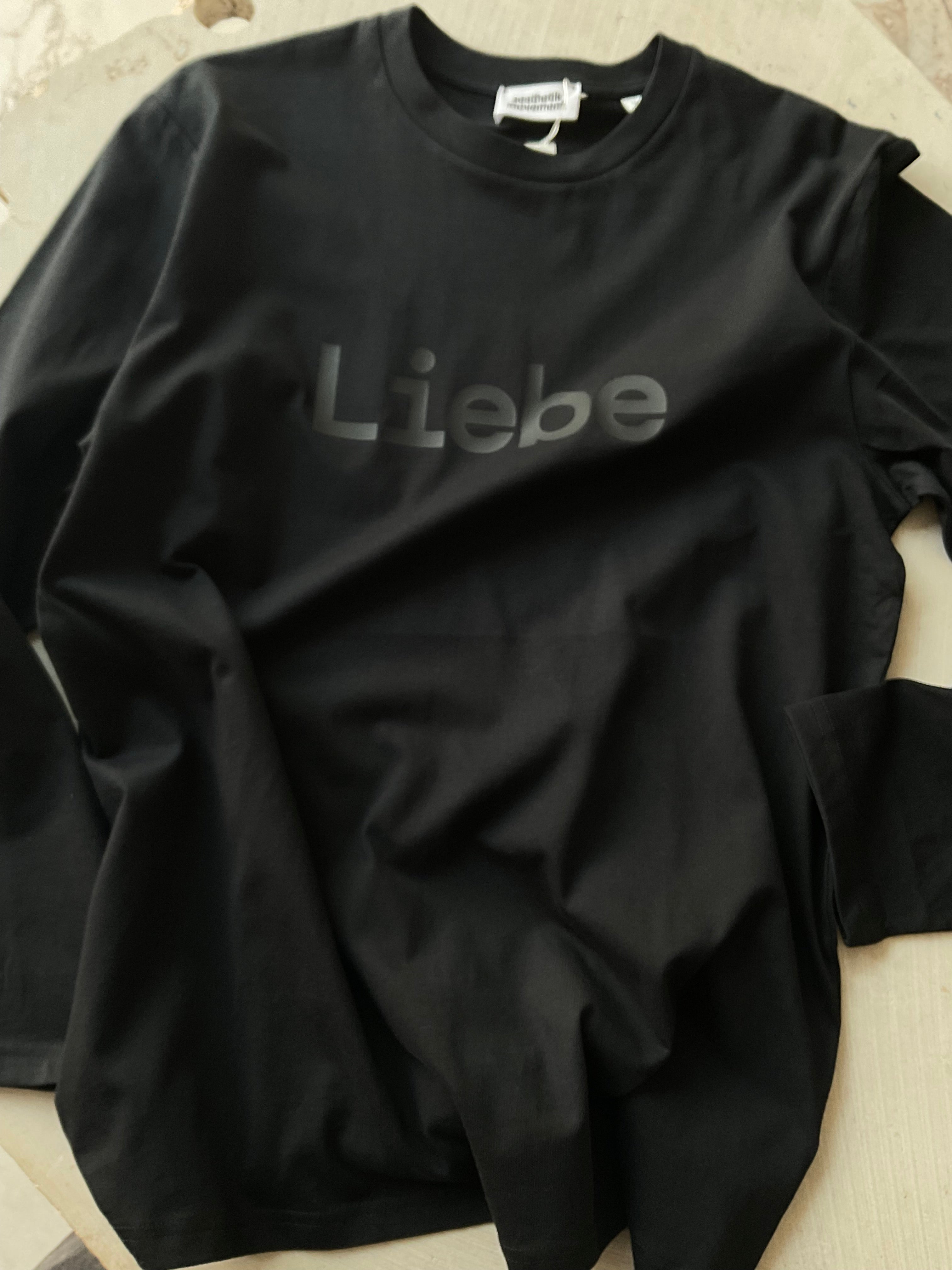 Liebe Long Sleeve – organic cotton black with black letters