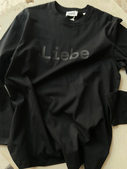 Liebe Long Sleeve – organic cotton black with black letters