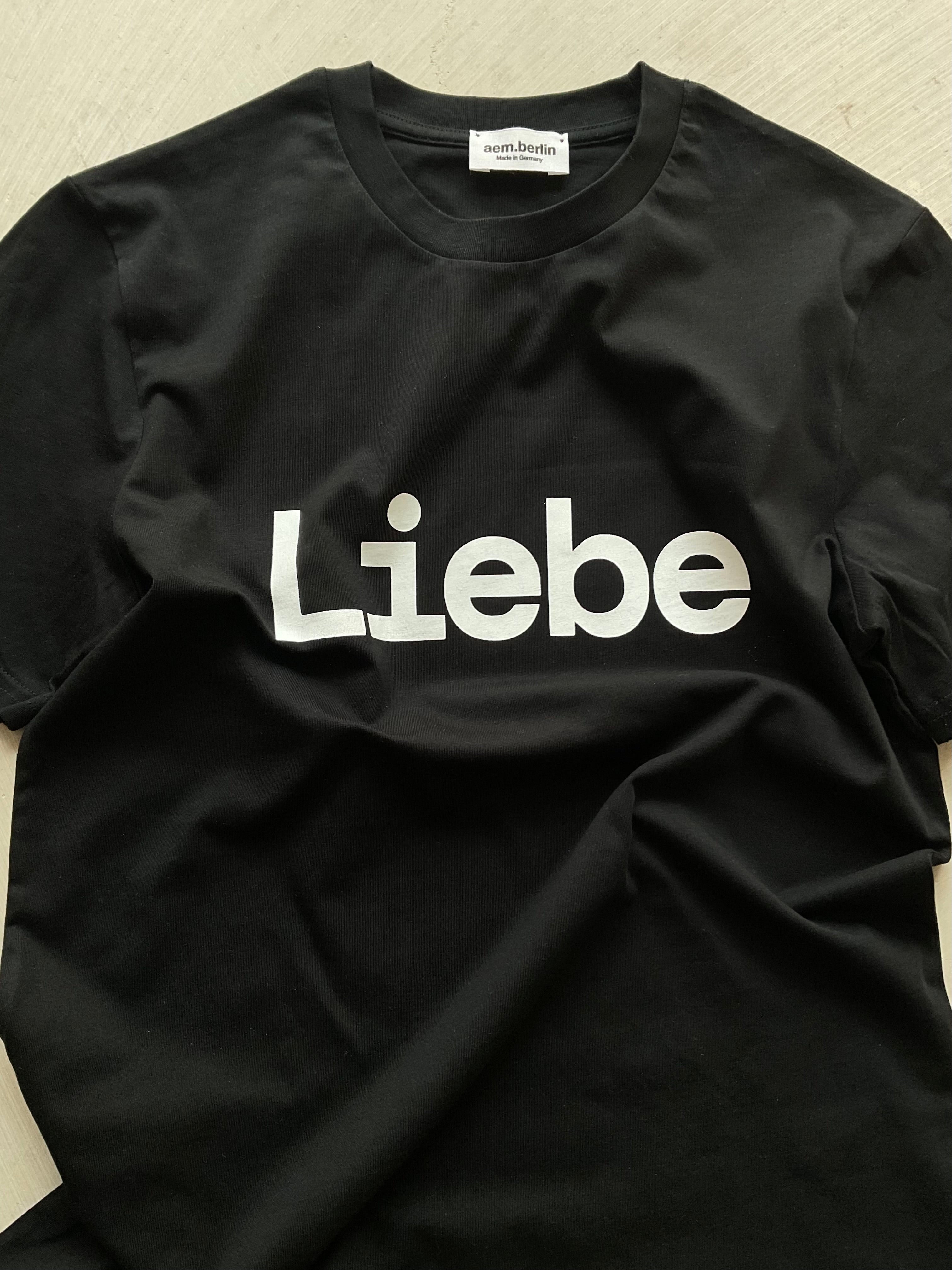 AEM  tshirt LIEBE black with white letters
