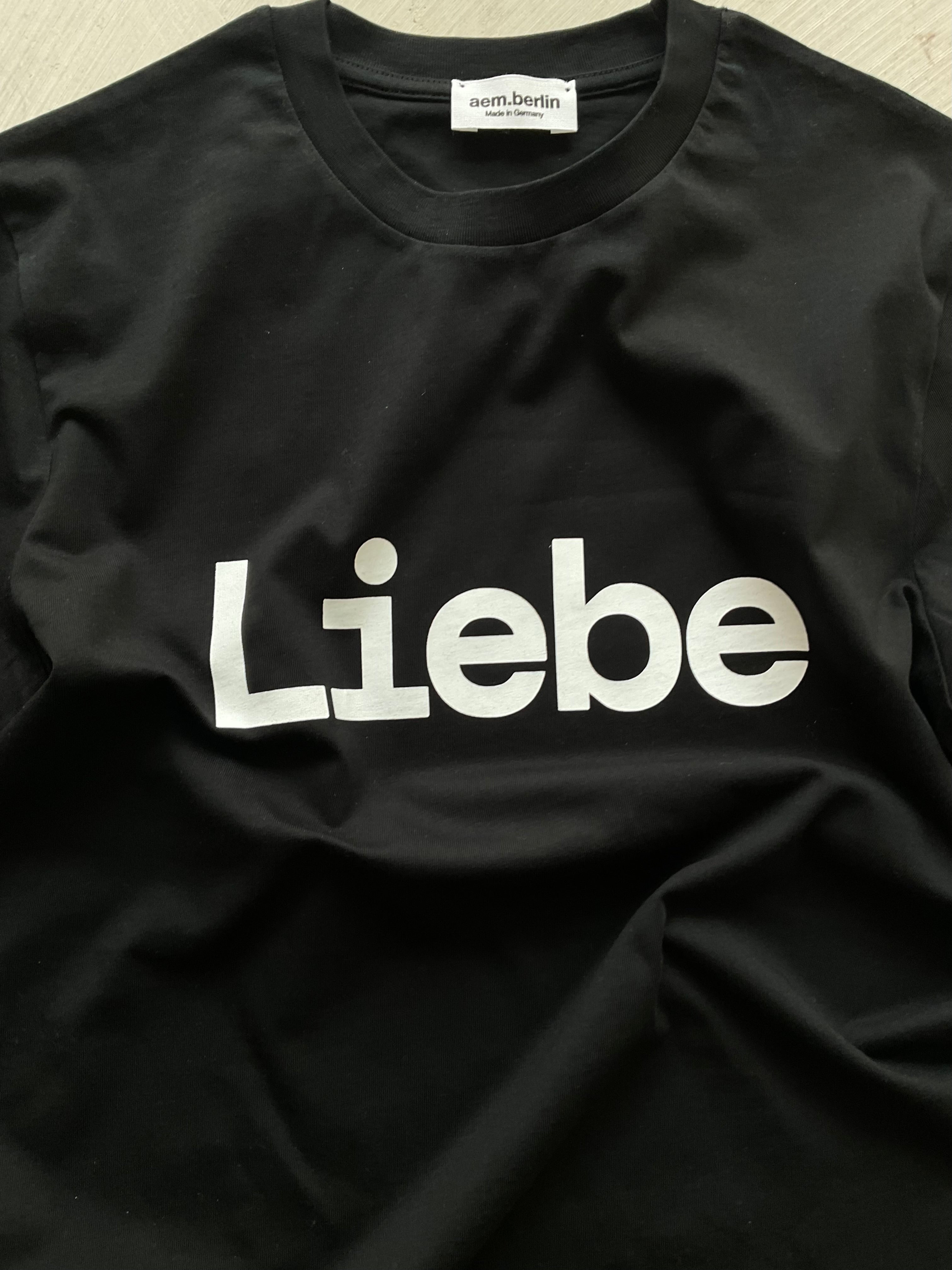 AEM  tshirt LIEBE black with white letters
