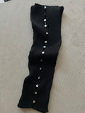 Merino Rib Top with Pearl Button boat neck black