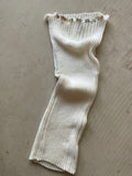 Merino Ribb Top with Pearl Button boat neck white