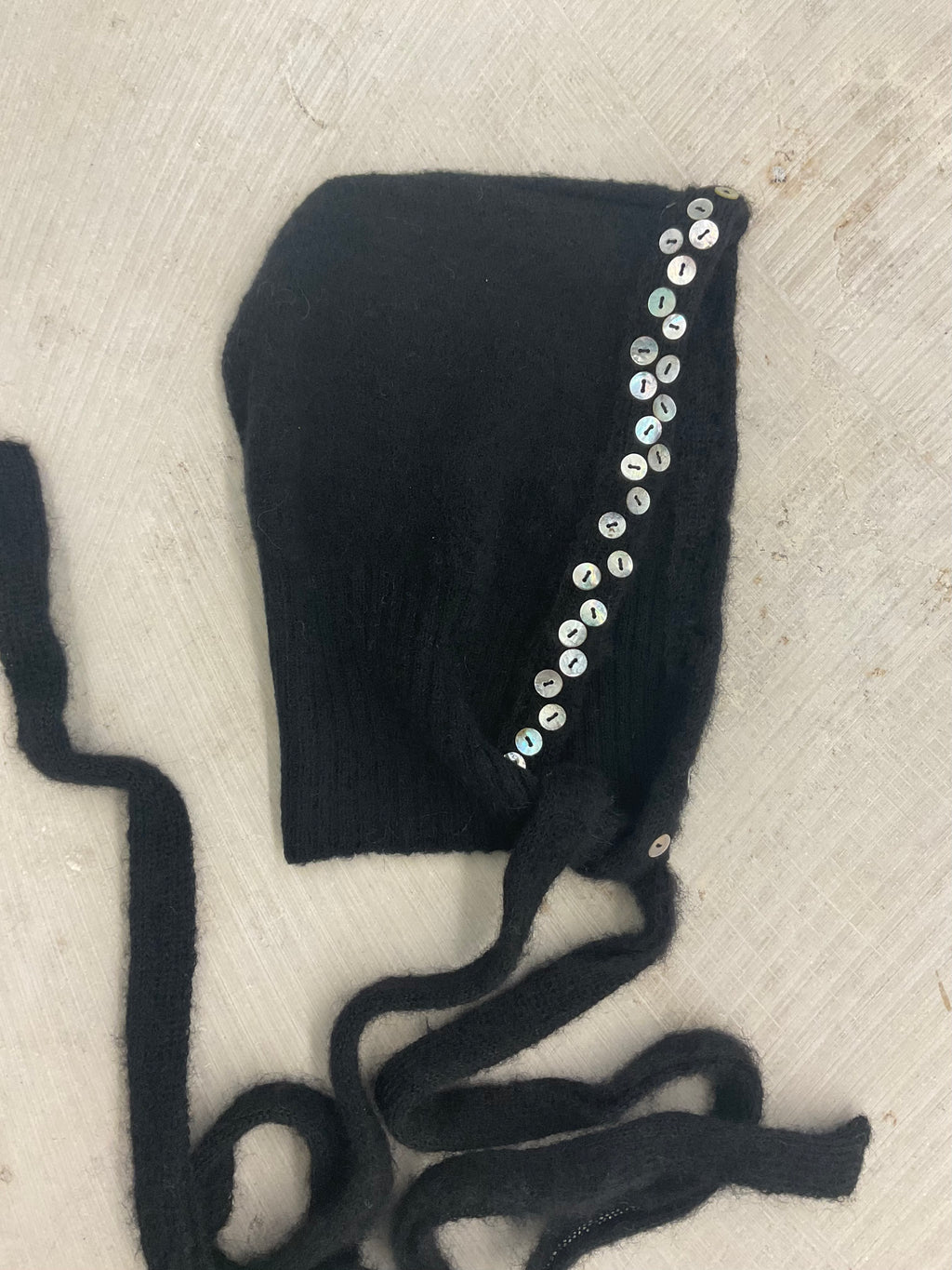 Merino Wool Bonnet with Mother-of-Pearl Buttons – Handmade in Berlin