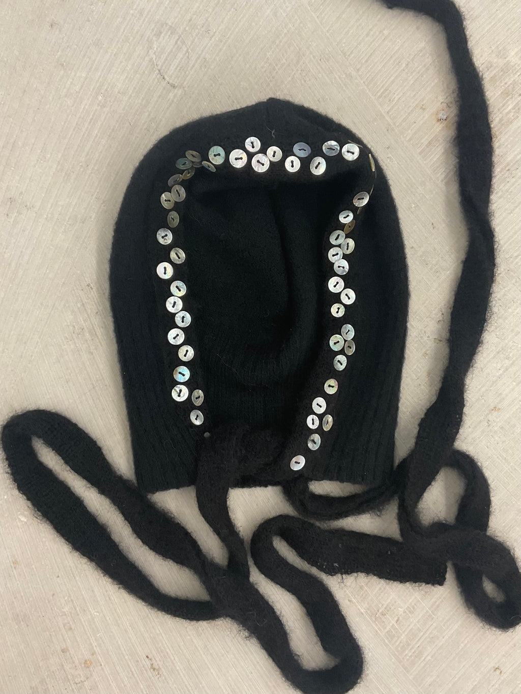 Merino Wool Bonnet with Mother-of-Pearl Buttons – Handmade in Berlin