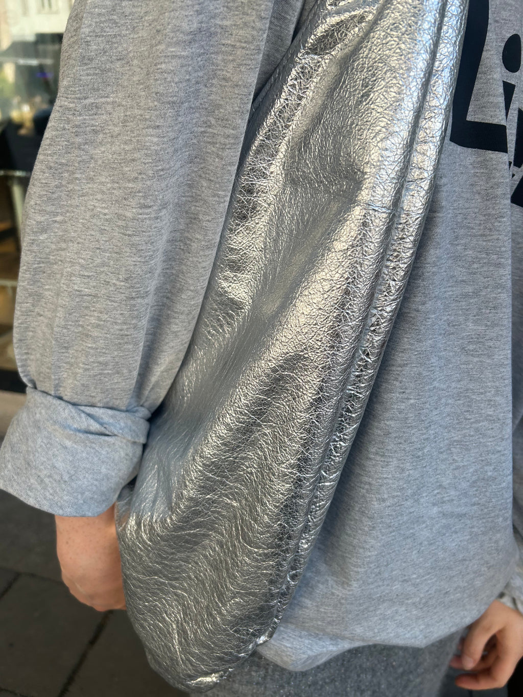 Silver Leather Hobo