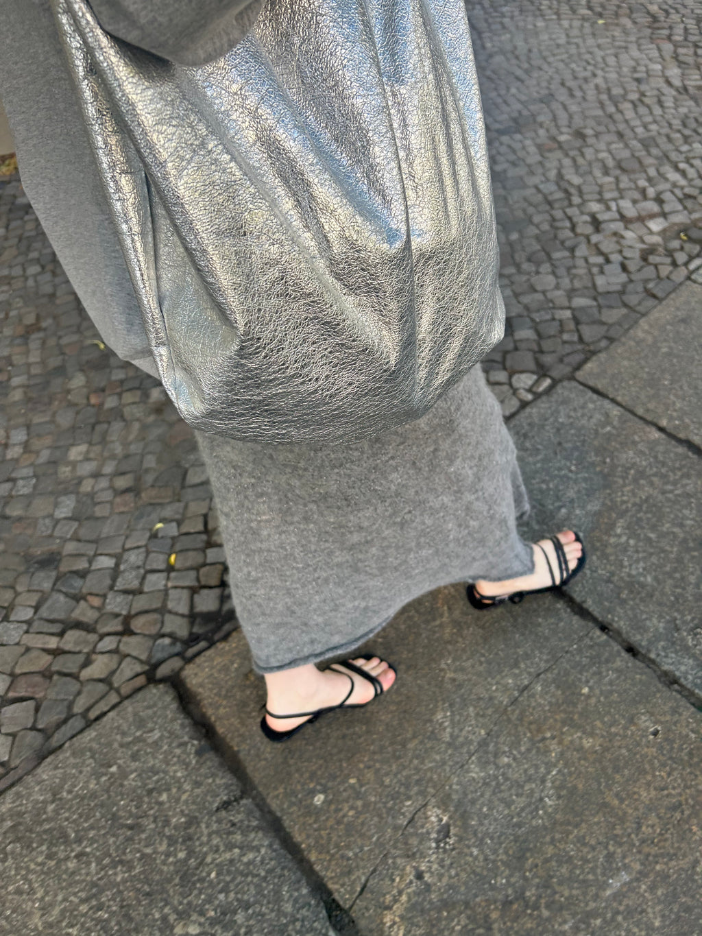 Silver Leather Hobo