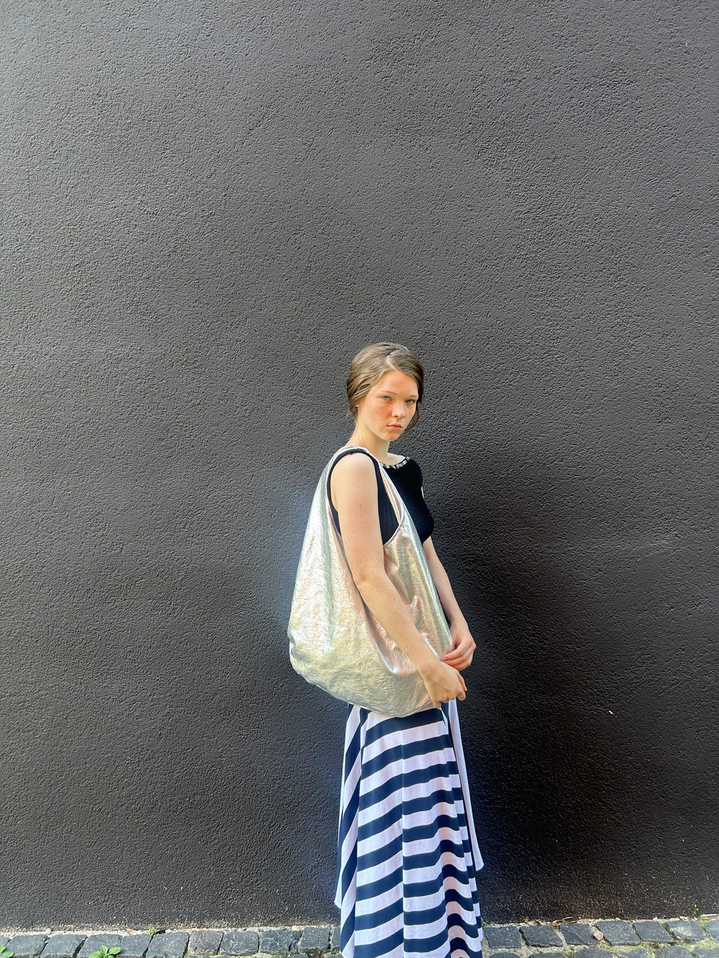 Silver Leather Hobo