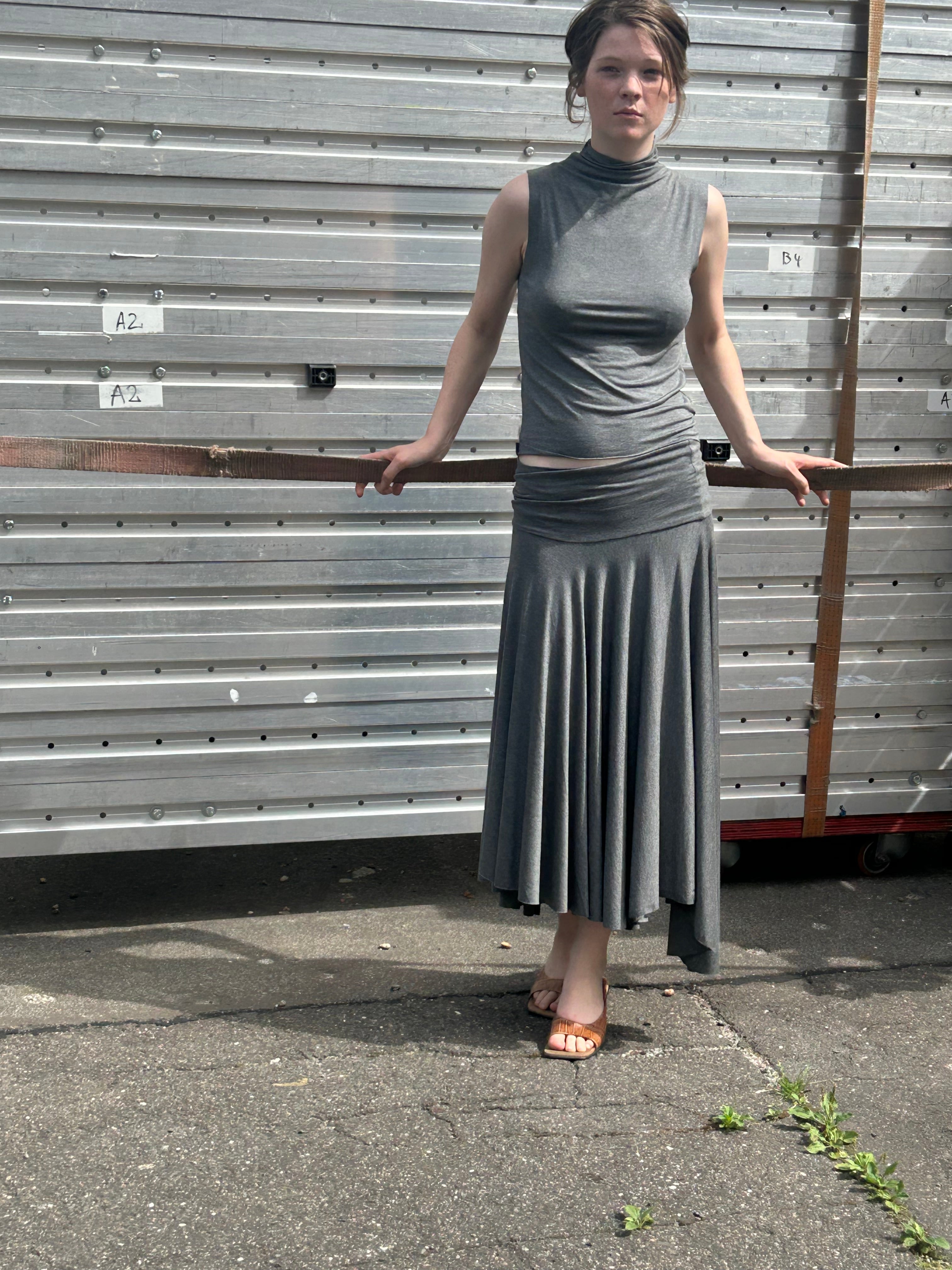 High Neck Tank Top —  viscose grey