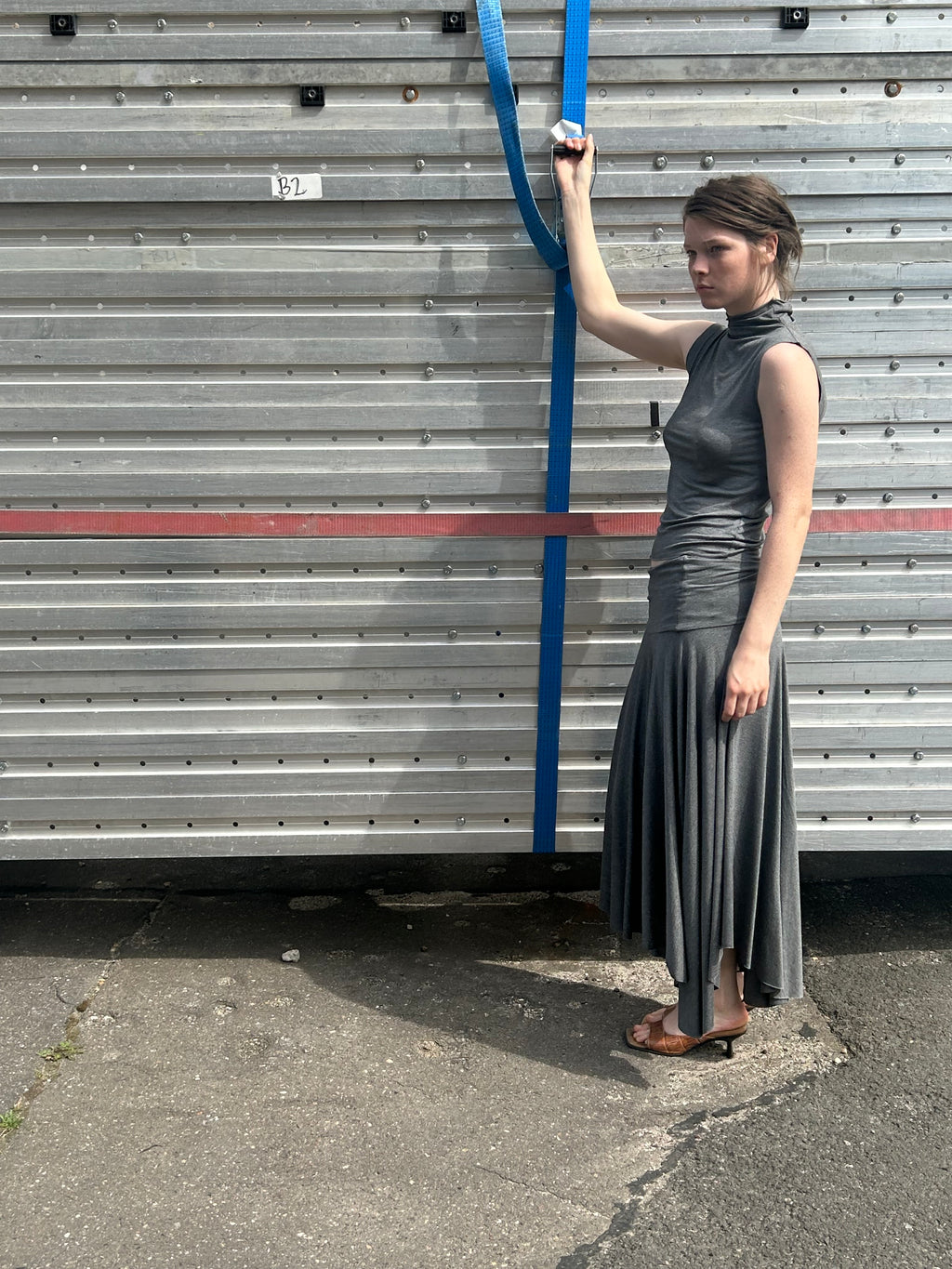 High Neck Tank Top —  viscose grey