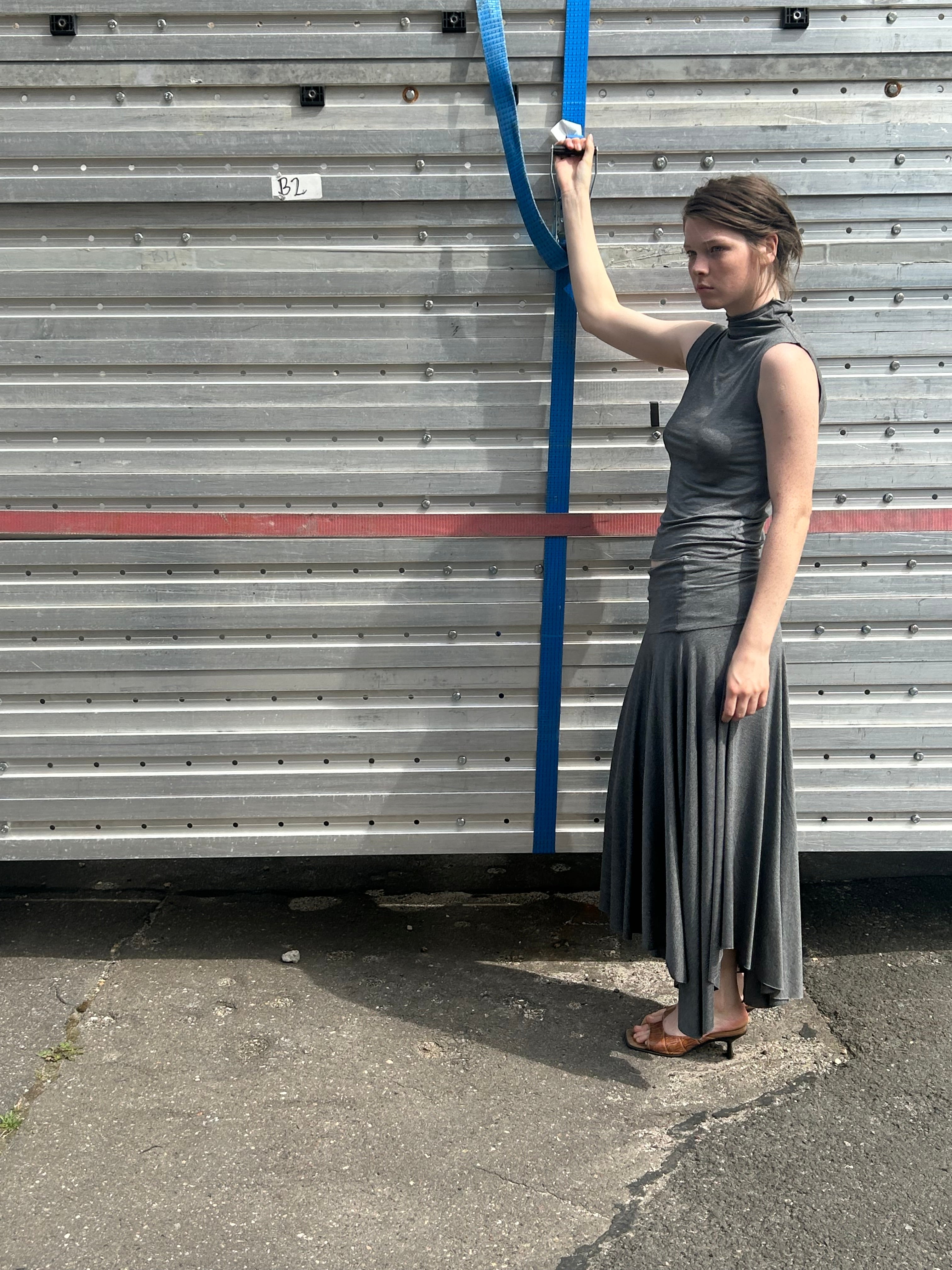 High Neck Tank Top —  viscose grey
