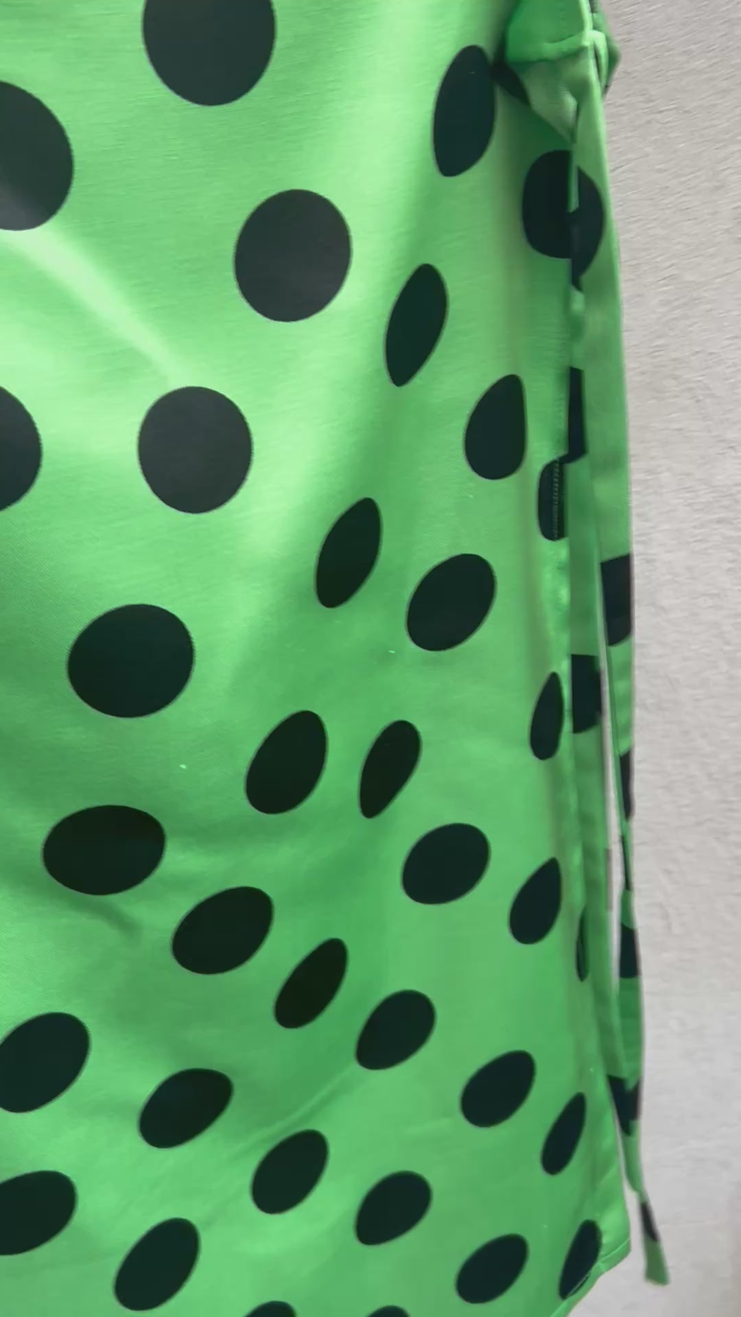 Green Polka Dot Cotton Satin Apron Skirt
