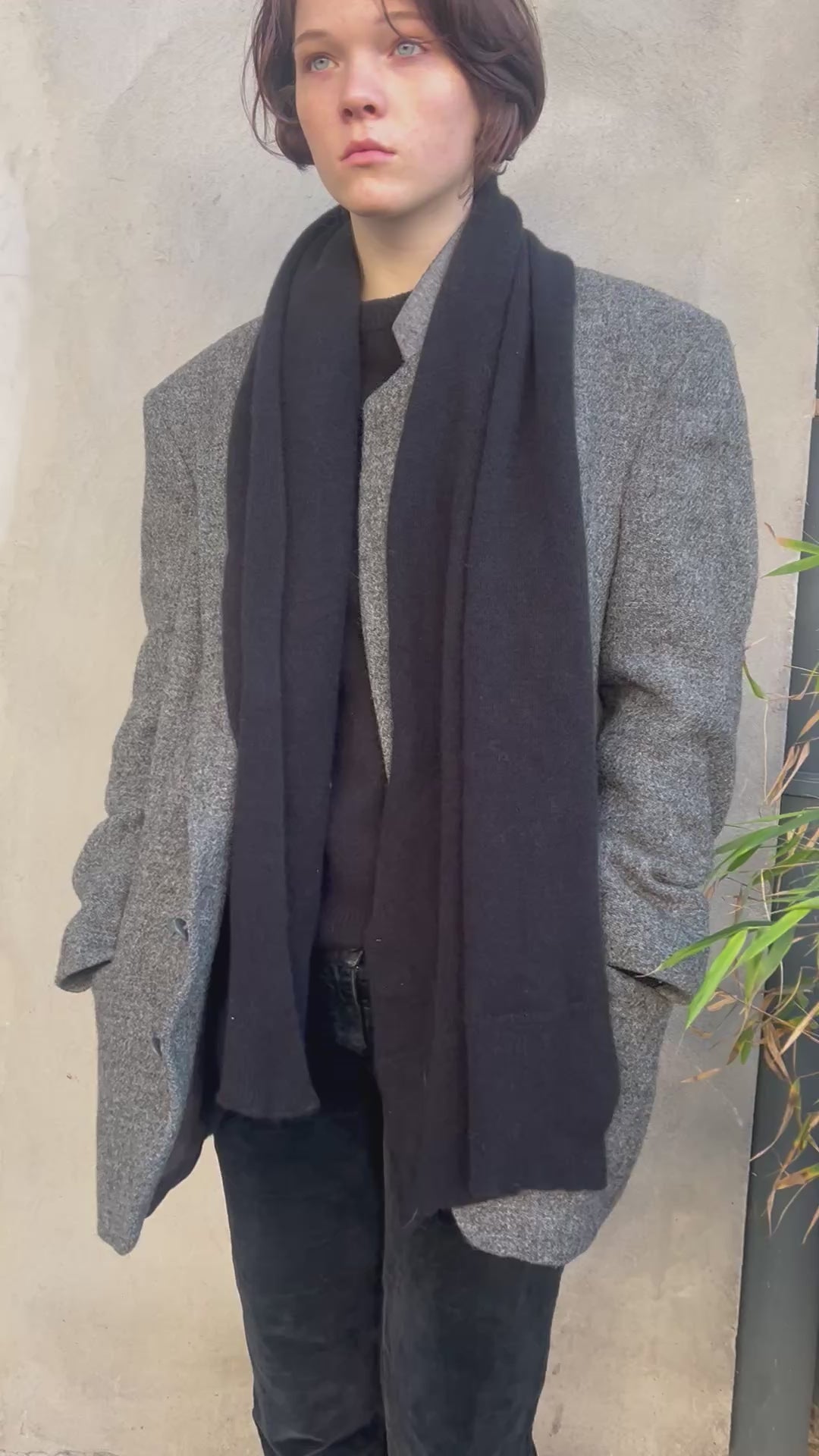 Classic Baby Merino Scarf Black Winter scarf