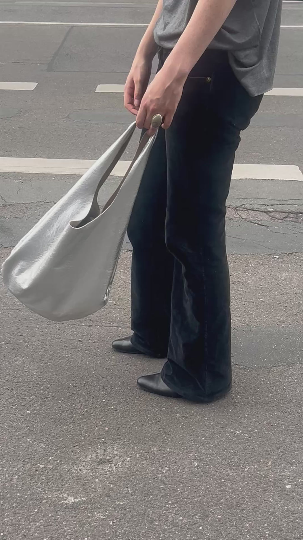 Silver Leather Hobo Vera
